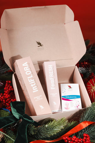 Ajándékcsomag: Az Intim Gyengédség Rituáléja (IntiFLORA, FemFRESH, HerBiotic) -25%